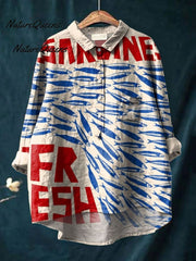Women's Vintage Fish Sardines Art Print Cotton And Linen Casual Pants