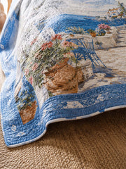 Mediterranean Garden Quilted 3-Piece Bedding Set – Luxury Quilted Bedding with Matching Pillow Shams
