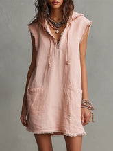 Women's Retro-Sporty Cotton-Linen Dress