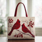 White Cardinal Quilted Tote Bag NCU0HH295