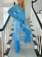 Women's Vintage Loose Denim Casual Set
