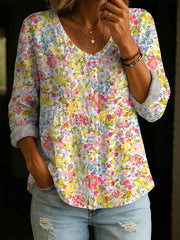 Artistic Floral Women's Cotton Shirt — An Elegant, Casual, Versatile, And Soft Cotton Top