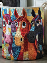 Whimsical Horse Quilted Laundry Basket