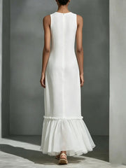 Women's Minimalist High-end Style White Sleeveless Mermaid Gown