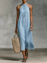 Women's Sleeveless Ruffled Denim Dress