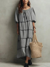 Women's Retro Striped Ruffled Art Casual Fashion Cozy Cotton Linen Dress
