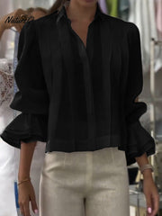 Women's Solid Color Lapel Long Sleeve Casual Loose Linen Cardigan Top