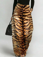 Women's Retro Leopard Art Print Casual Stylish Hollow Denim Pants