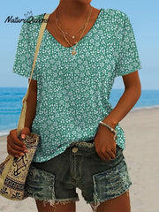 🔥Best Match🔥Women's Hawaiian Vacation Print Casual V-Neck T-Shirt
