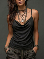 Women's Strappy Draped-neck Vest