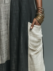 Artistic Geometric Print Cotton-linen Dress