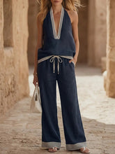 Women's Vacation Style Cotton And Linen Set