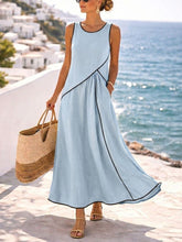 Women's Round-neck Sleeveless Loose-fit Casual Cotton-linen Dress