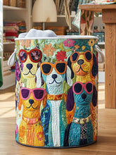 Happy Dogs Quilted Laundry Basket