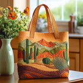 Desert Cactus Light Quilted Tote Bag