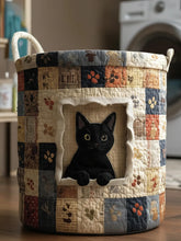 Window Cat Quilted Laundry Basket