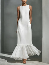 Women's Minimalist High-end Style White Sleeveless Mermaid Gown