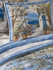 Mediterranean Garden Quilted 3-Piece Bedding Set – Luxury Quilted Bedding with Matching Pillow Shams