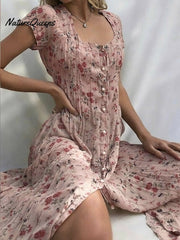 Women's Shift DressShort Sleeve Floral Button Front Print Summer