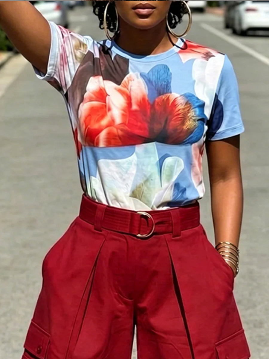 Casual Artistic-print Cotton T-shirt