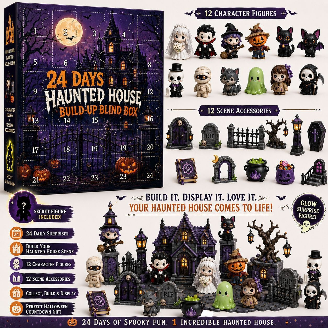 2026 Halloween 24Days Little Reaper Advent Calendar(26 * 18 * 3CM)