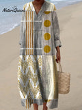 Women's Abstract Geometric Pattern Art Print Cotton Dress