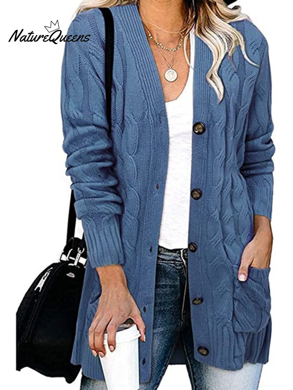 Loose Twist-button Jacket and Casual Knitted Cardigan