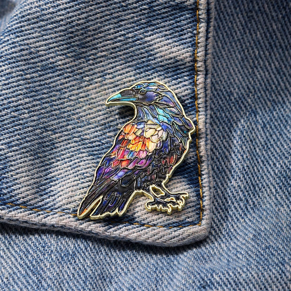 Dark Mysterious Raven Brooch