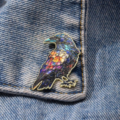 Dark Mysterious Raven Brooch