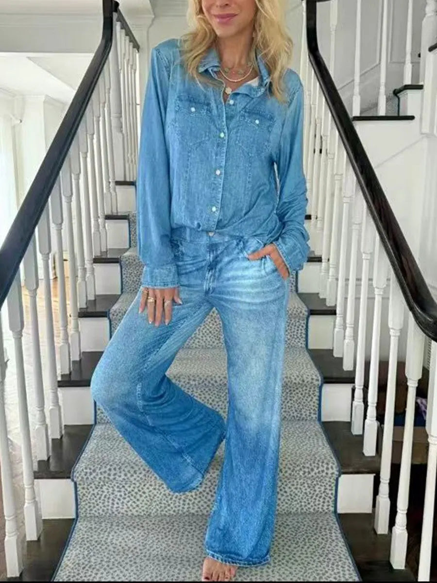 Women's Vintage Loose Denim Casual Set