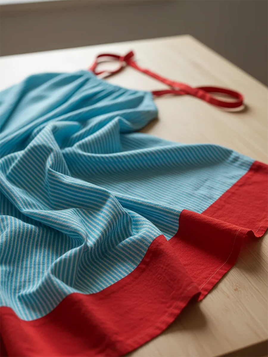 Vacation-style Color-block Striped Cotton-linen Maxi Dress