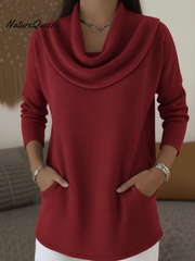 Women's Soft Swing Collar Suede Pocket Pullover