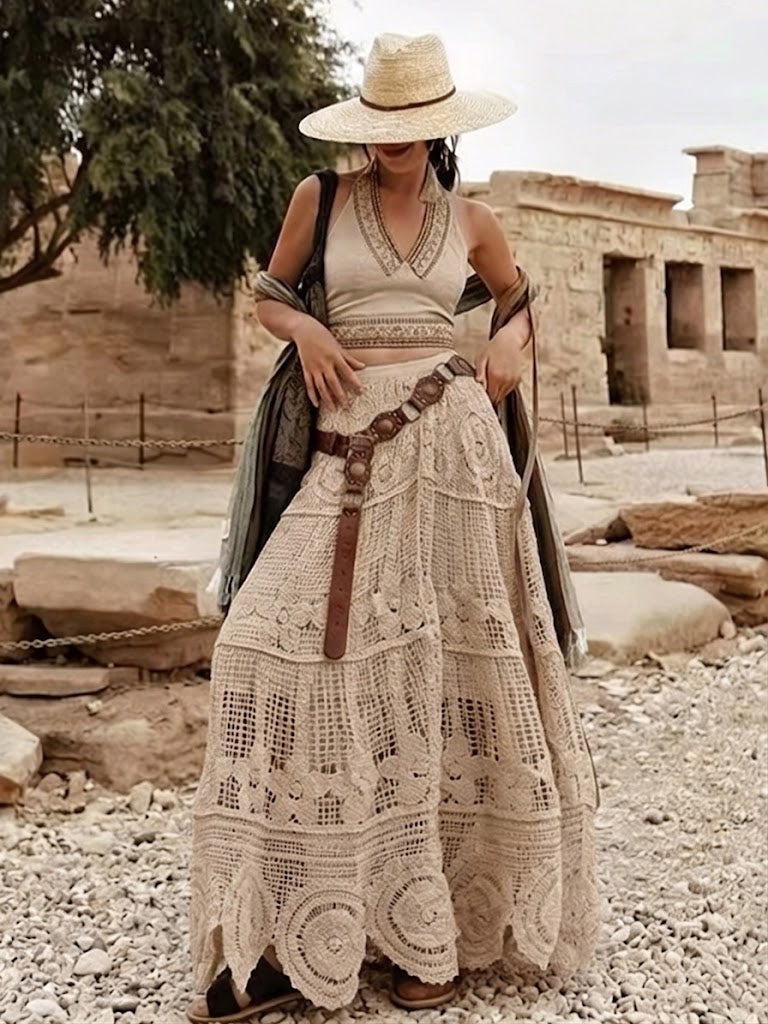 Retro Bohemian-Style Lace Skirt