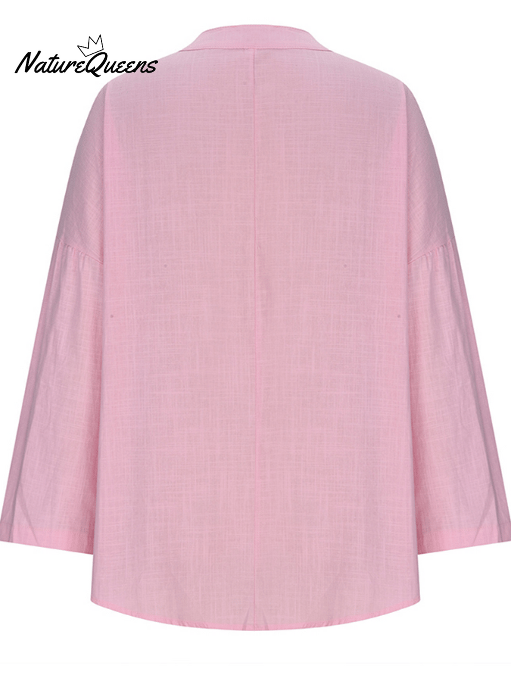 Women's Cotton Long Sleeve Round Neck Solid Color Loose Beach Shirt