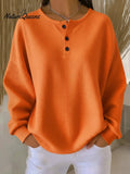 Casual Waffle Henry Collar Sweatshirt
