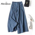 Cotton linen loose semi-elastic cropped pants