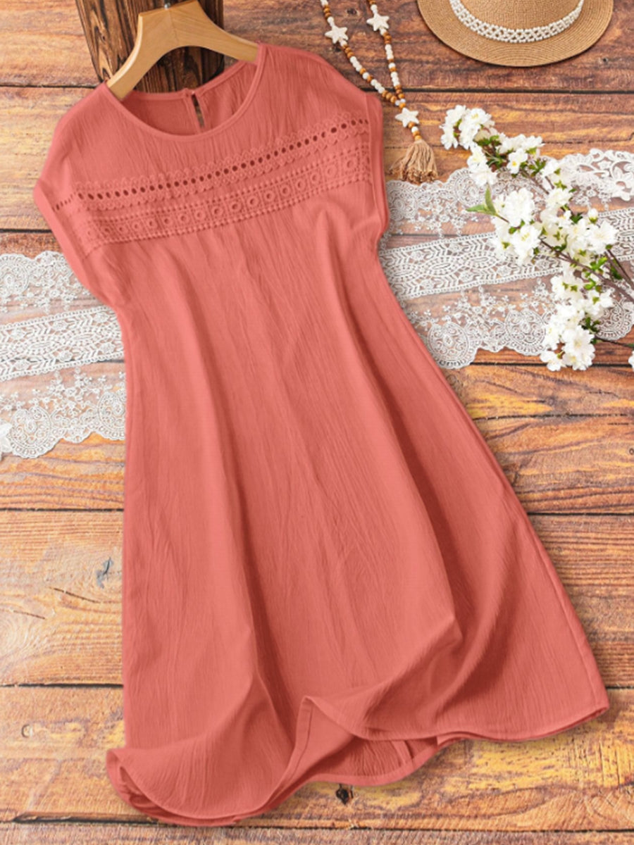 Casual & Elegant Cutout Lace-paneled Dress