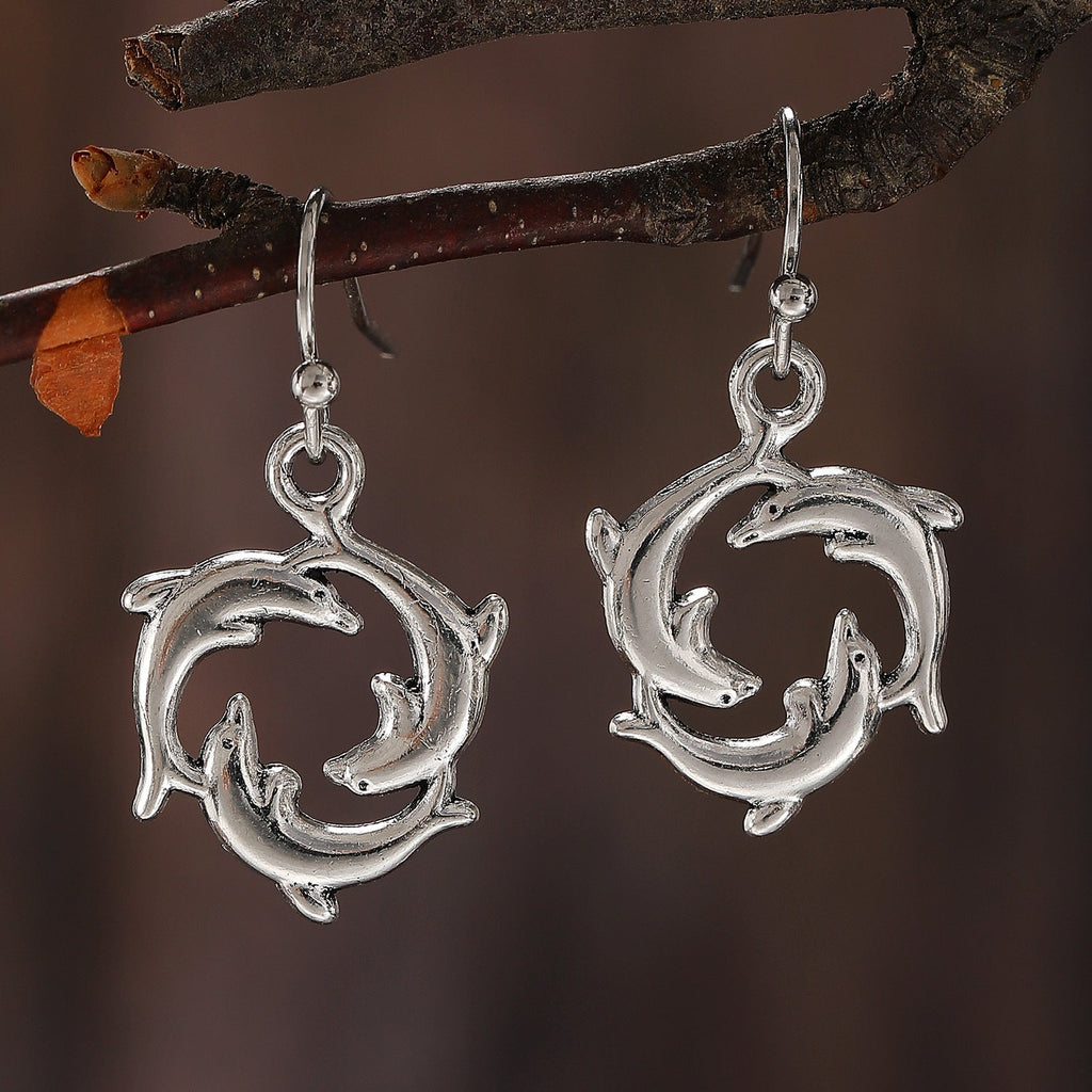 Ancient Silver Dolphin Earrings