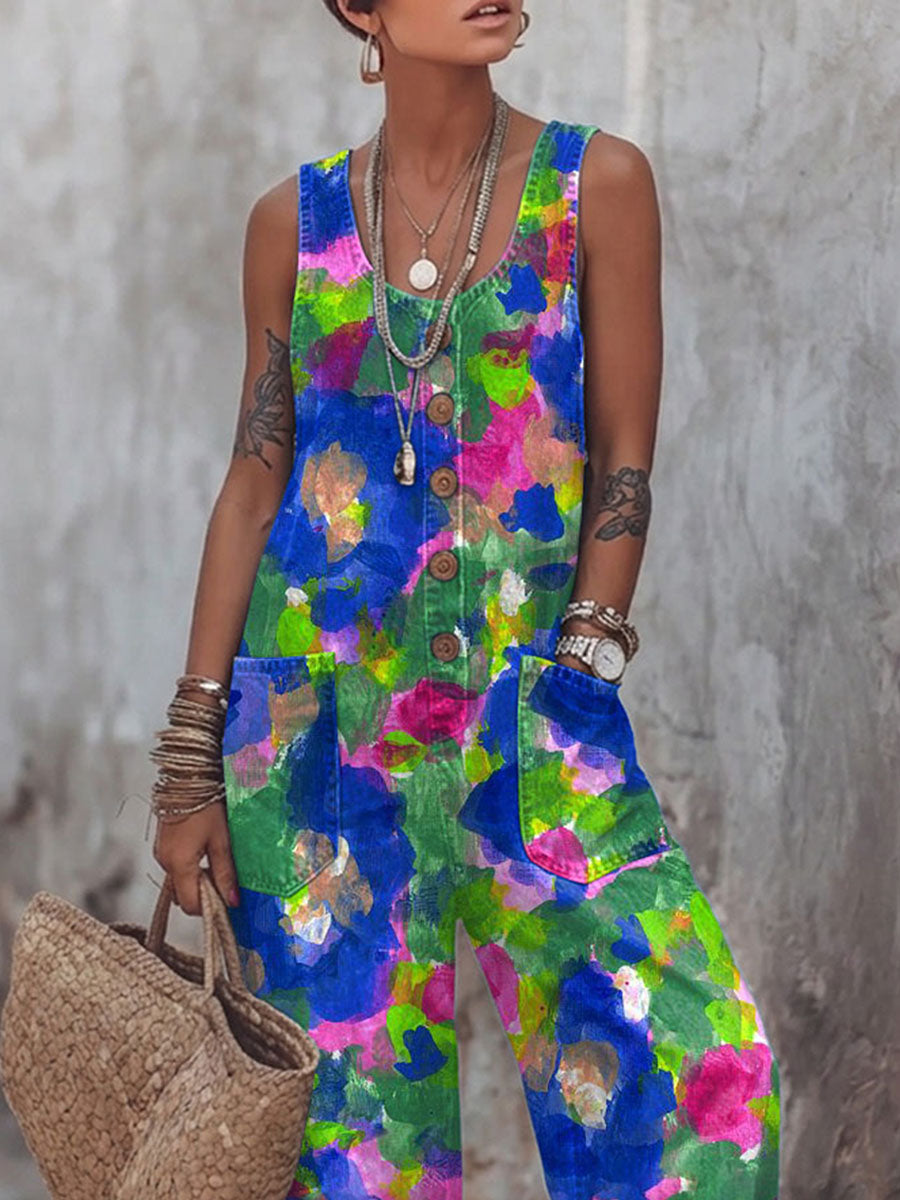 Women's Floral Print Casual Jumpsuit
