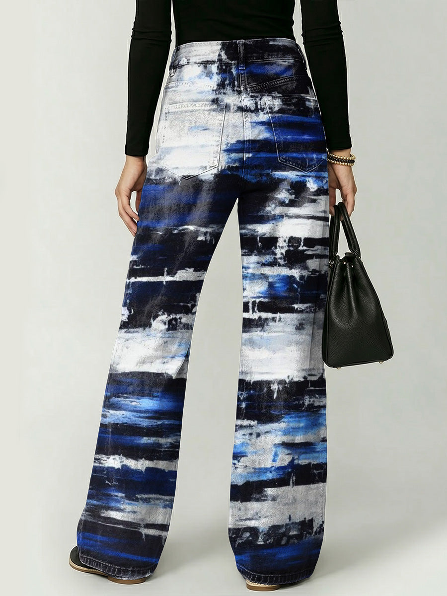 Colorful Graffiti Decorative Patterns Women's Casual Denim Pants