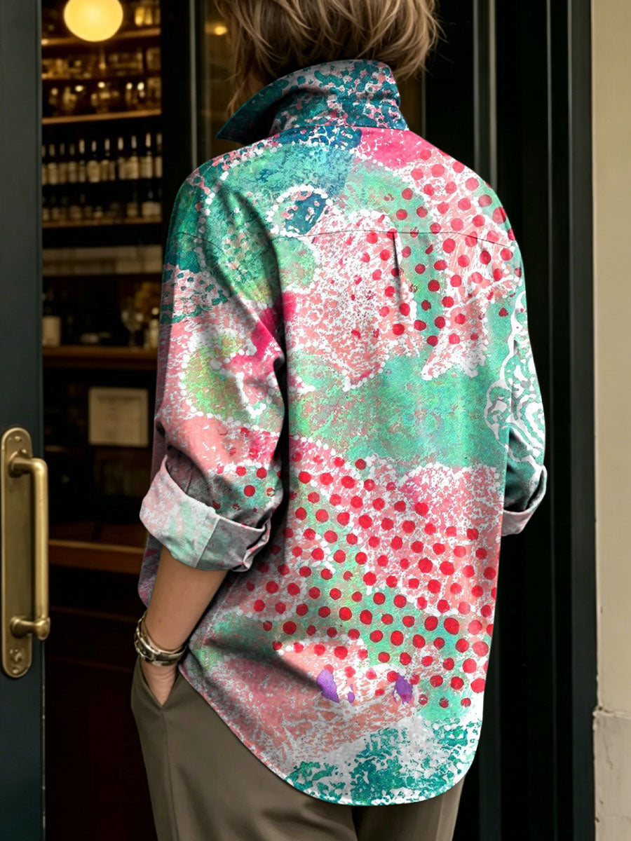 Women's Colorful Flowers Print Shirt