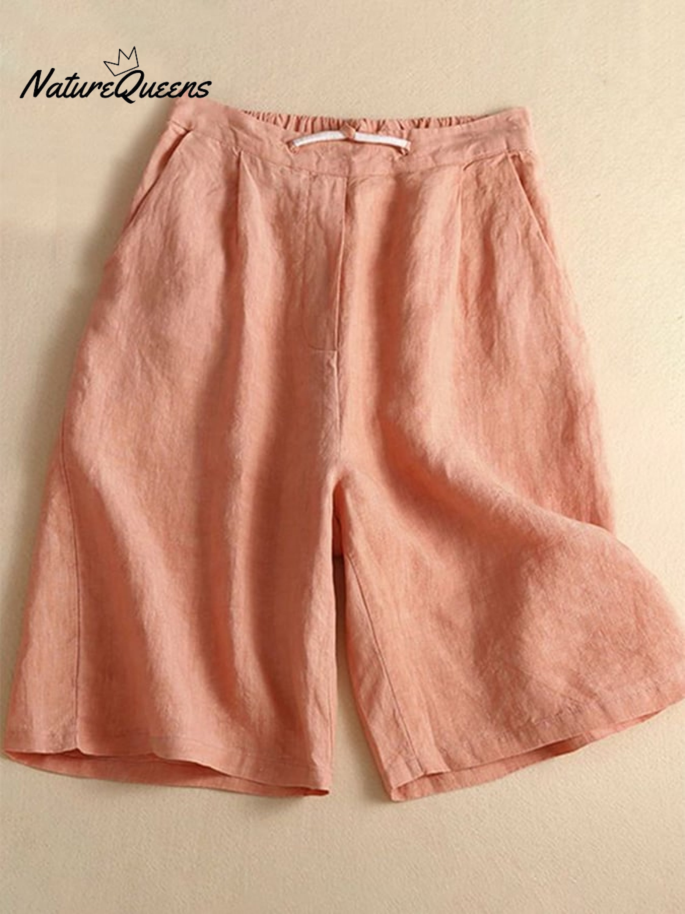 Loose Casual Cotton Linen Wide Leg Capris