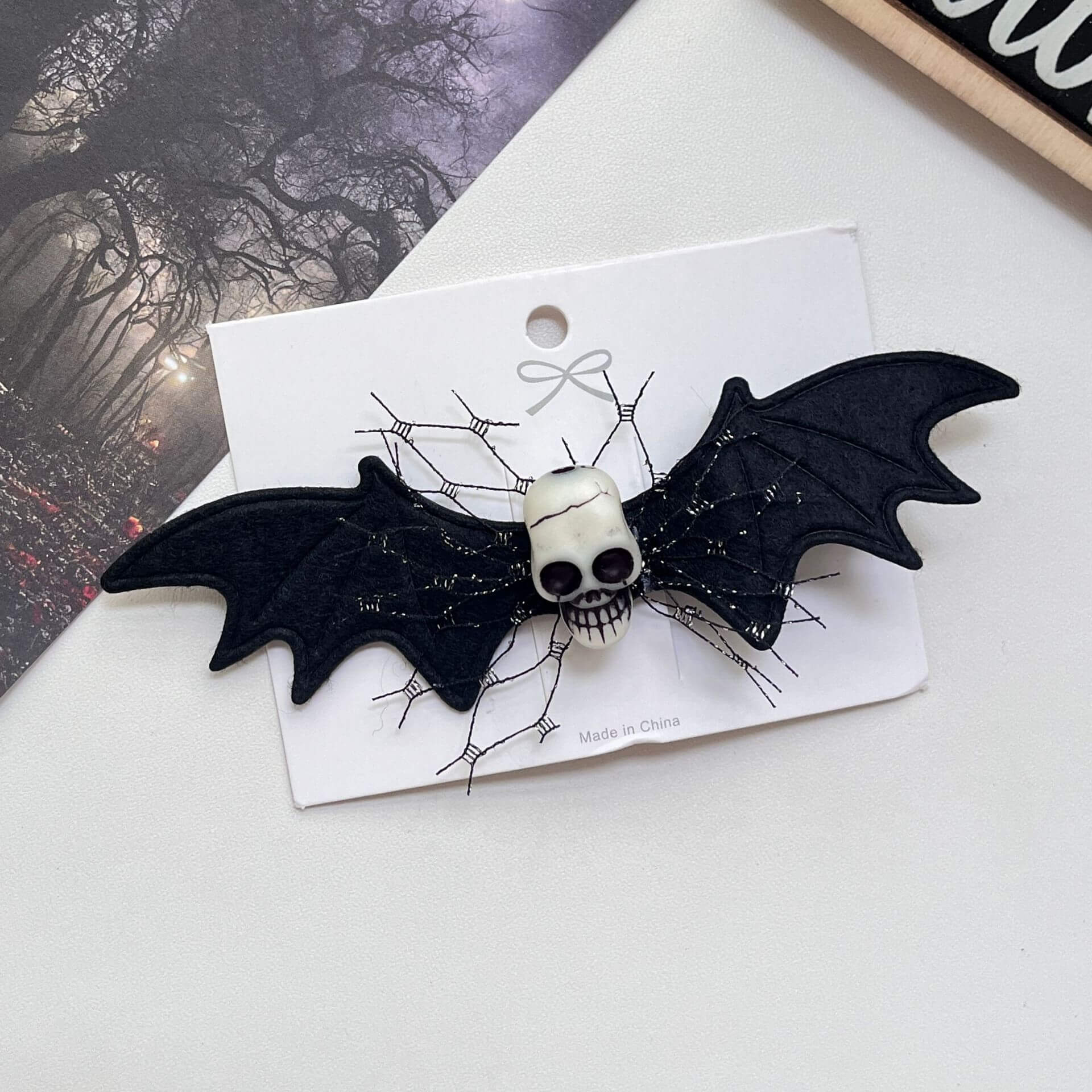 2pcs Halloween Skull Bat Hairpin