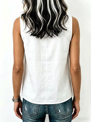 Women's Sleeveless V-neck Linen Cotton Vest