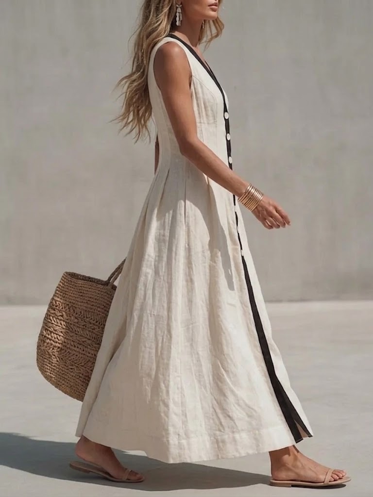 Women's Loose-fit French Linen Dress