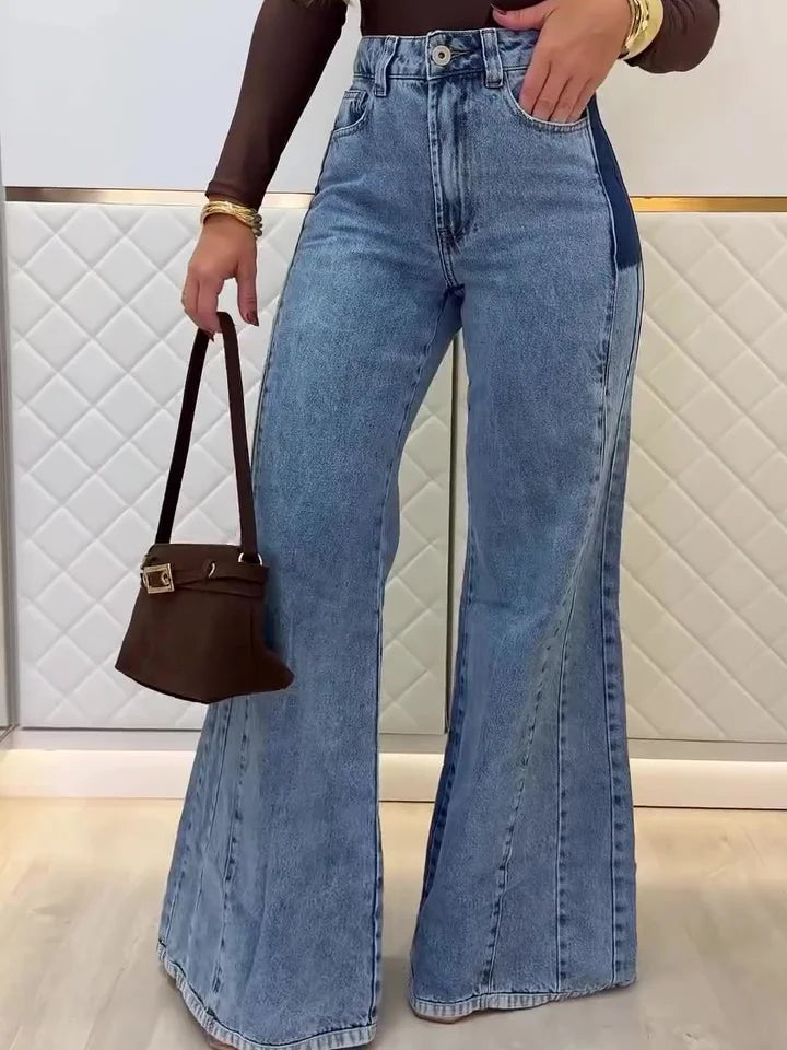 Stylish Light Blue High-Waisted Flared Jeans for a Chic Look