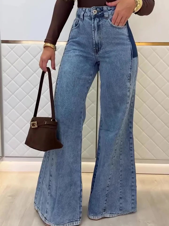 Stylish Light Blue High-Waisted Flared Jeans for a Chic Look
