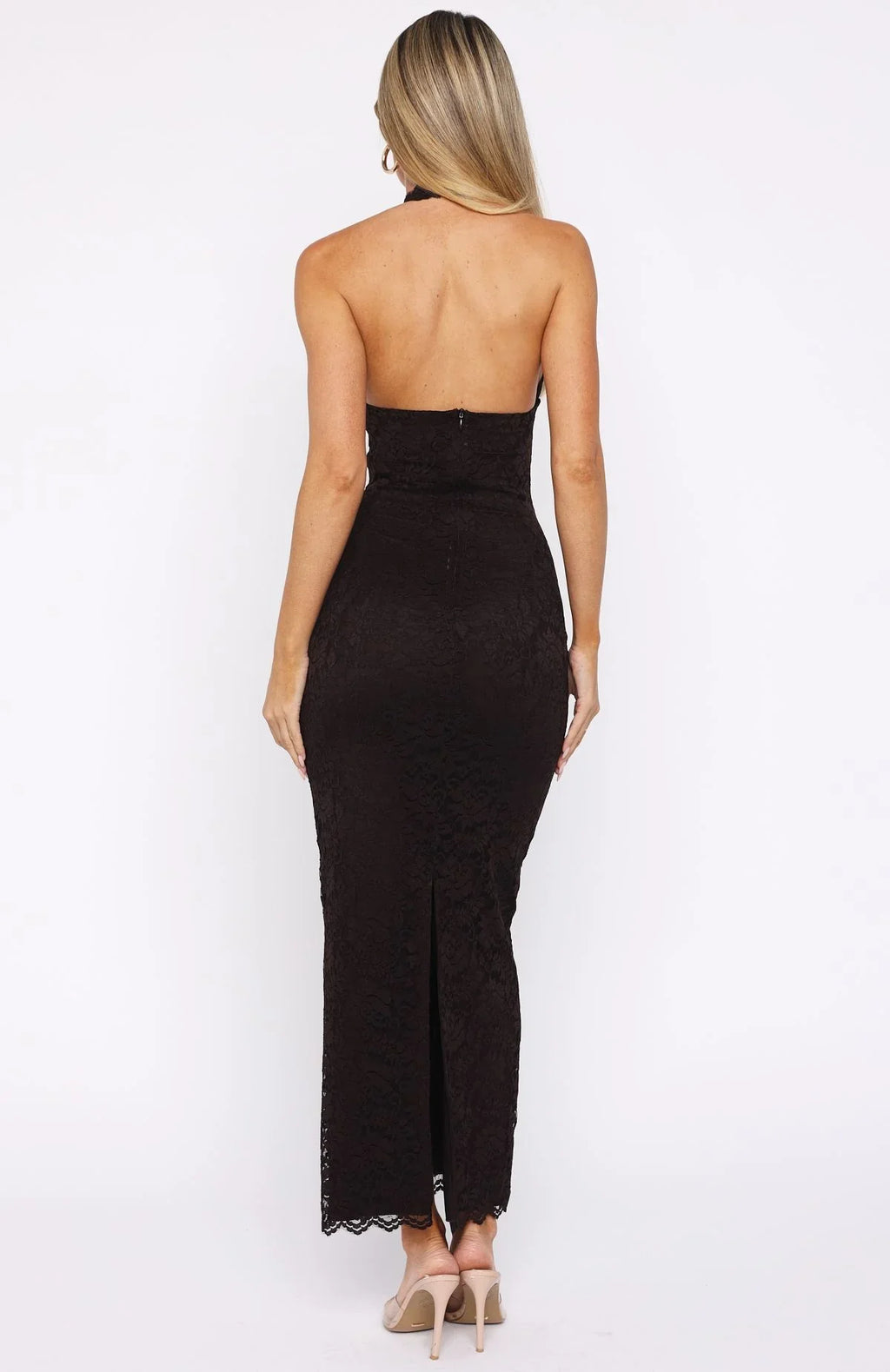 Destiny Lace Maxi Dress Chocolate