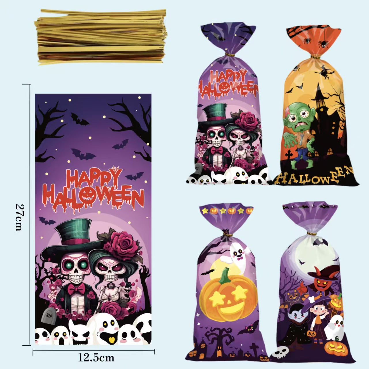 50pcs Halloween Candy Bags Trick-or-Treating Baking Bags