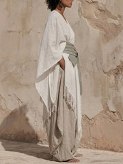 Women's Minimalist Irregular Cut Cotton And Linen Set